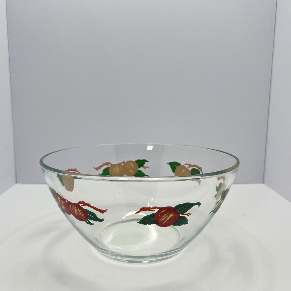 Franciscan Apple Clear Glass Salad Serving Bowl 9" Arcoroc France Vtg Cottage